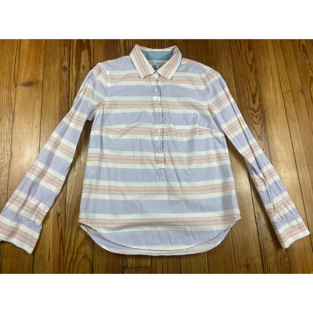 jcrew womens size 0 long sleeve button down 1/2 pastel Excellent Purple Pink